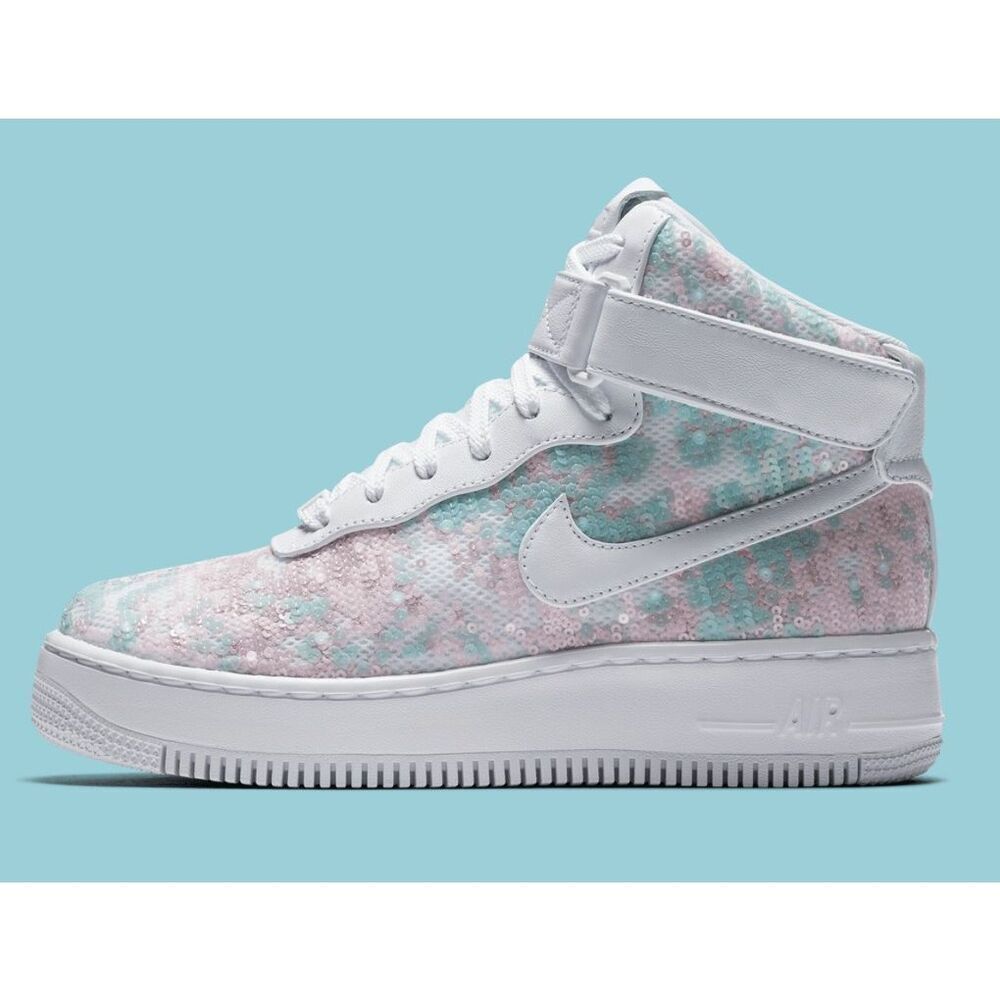 Nike Wmns Air Force 1 Upstep Hi LX 'Sequin Fabric', Sz 75.